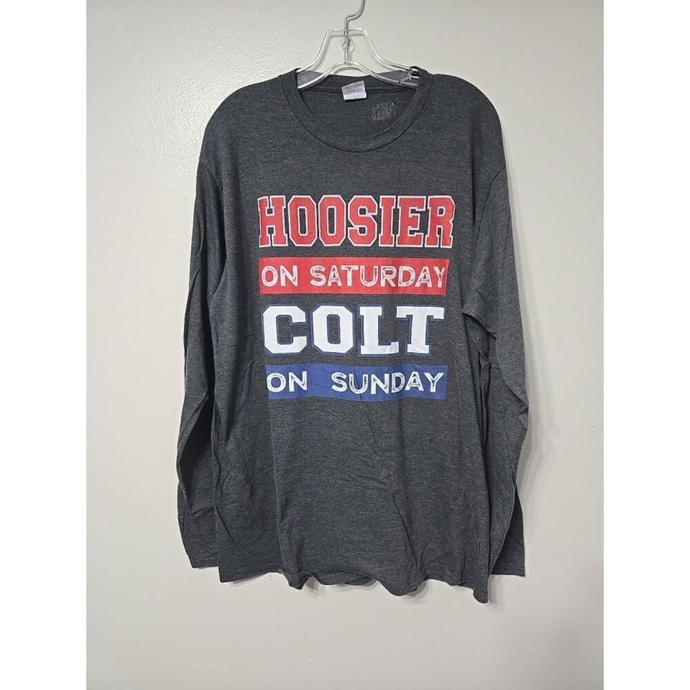 Vintage Port And Co. Hoosier On Saturday Colt On Sunday 2X Gray Long Sleeve...
